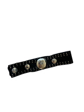 Load image into Gallery viewer, Gothic black leather belt with silver details
