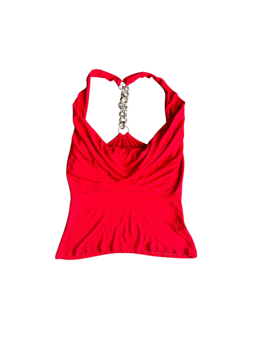 Red 00s club queen top with silver details