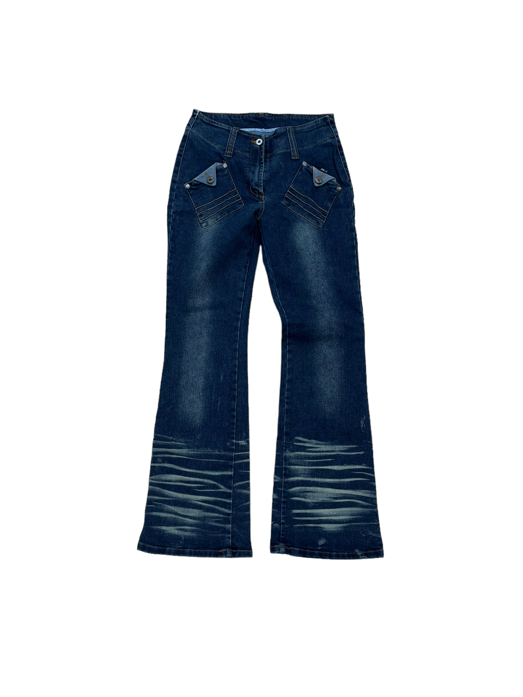 True Y2K flare denim pants with special details