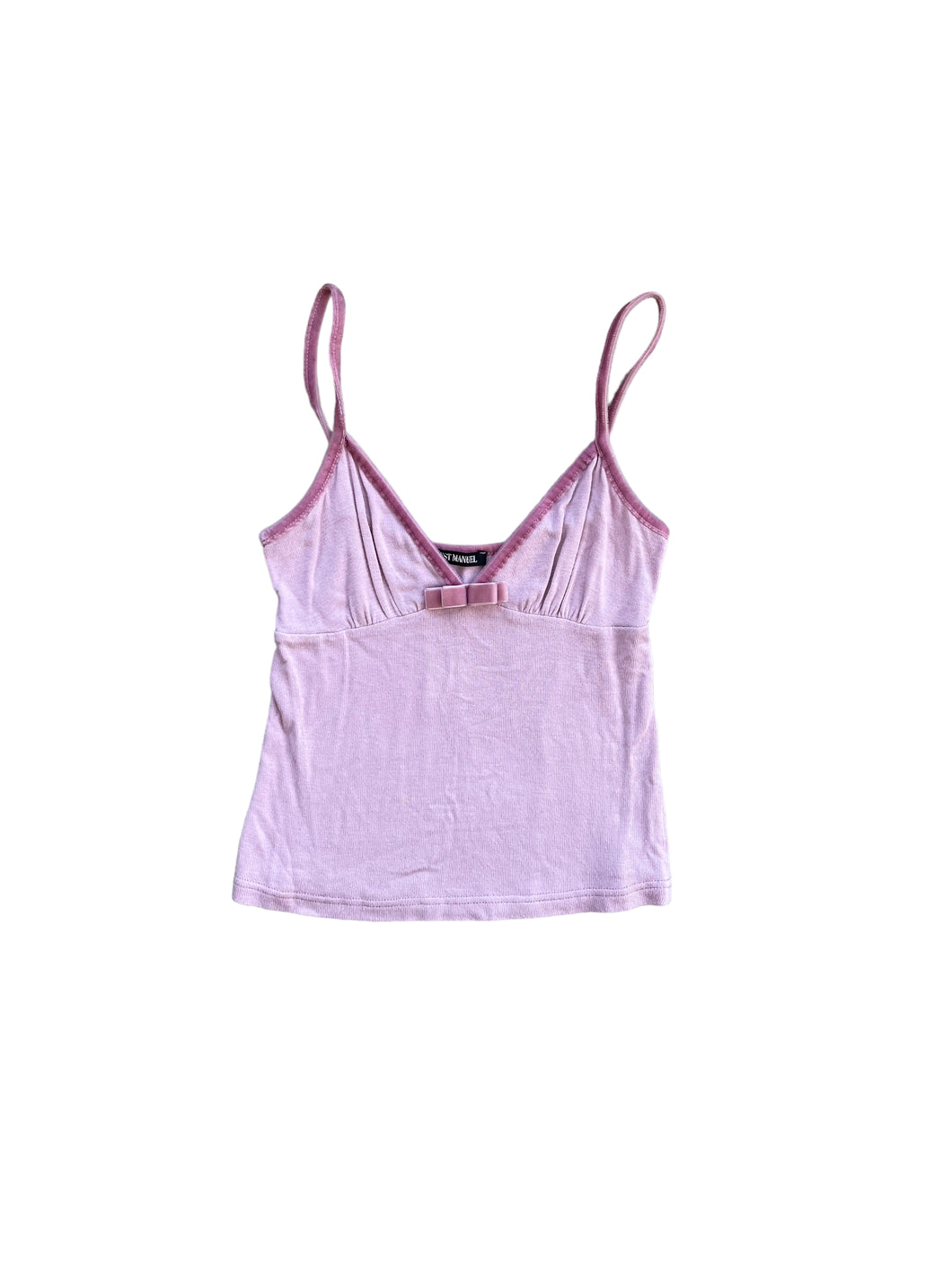 00s baby pink tank top with velvet details