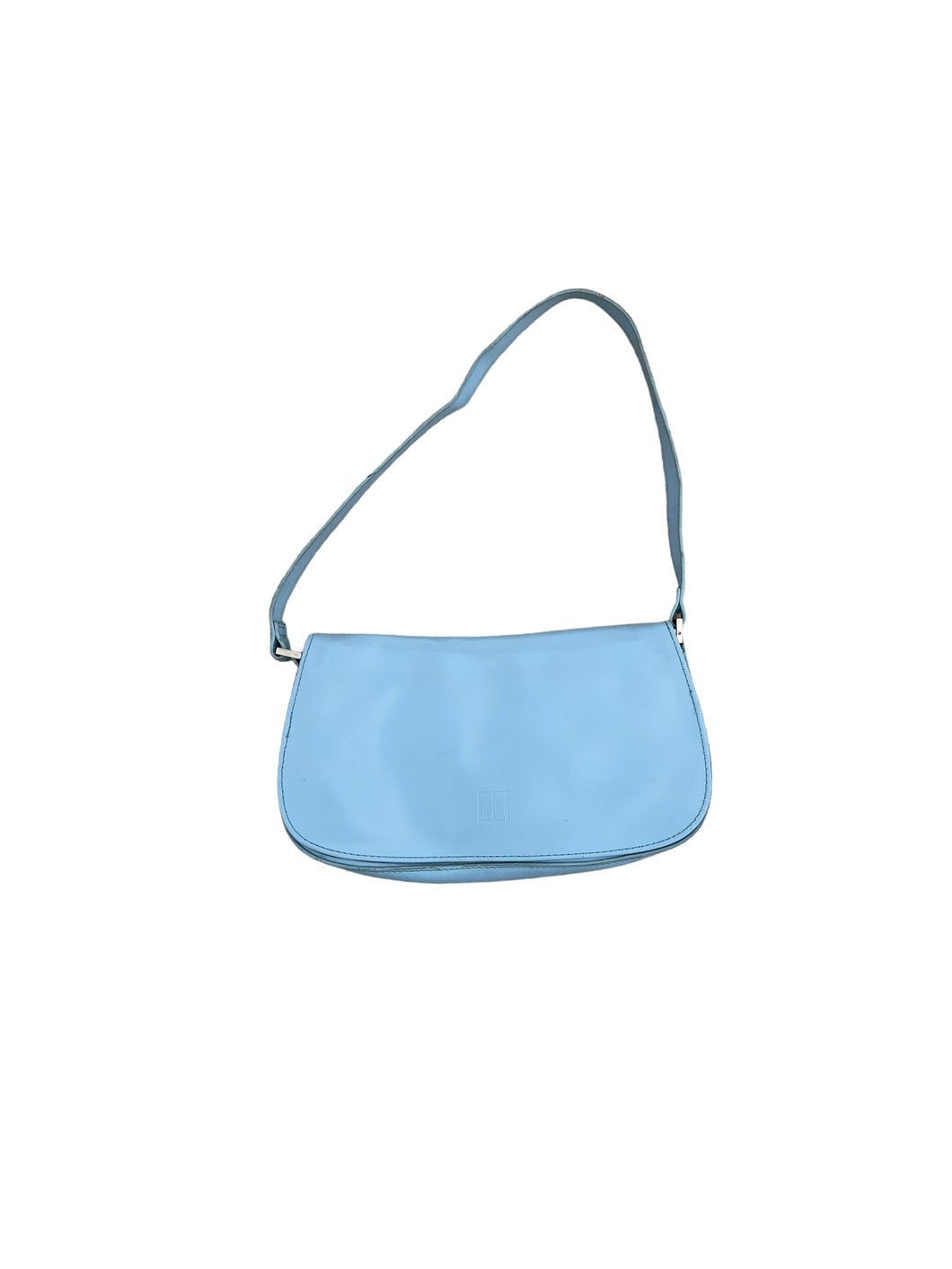 Baby blue leather shoulder bag