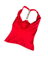 Load image into Gallery viewer, Red 00s club queen top with silver details
