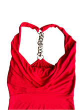 Load image into Gallery viewer, Red 00s club queen top with silver details
