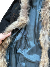 Load image into Gallery viewer, Vintage maxi denim coat with real fur
