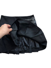 Load image into Gallery viewer, Black mini plated skirt with satin shorts inside
