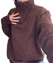 Load image into Gallery viewer, Brown vintage zip up sweatshirt
