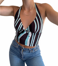 Load image into Gallery viewer, Iconic Y2K brown/pale blue halter top

