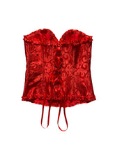 Load image into Gallery viewer, Unique vintage corset top with hook n eye front &amp; lace up back
